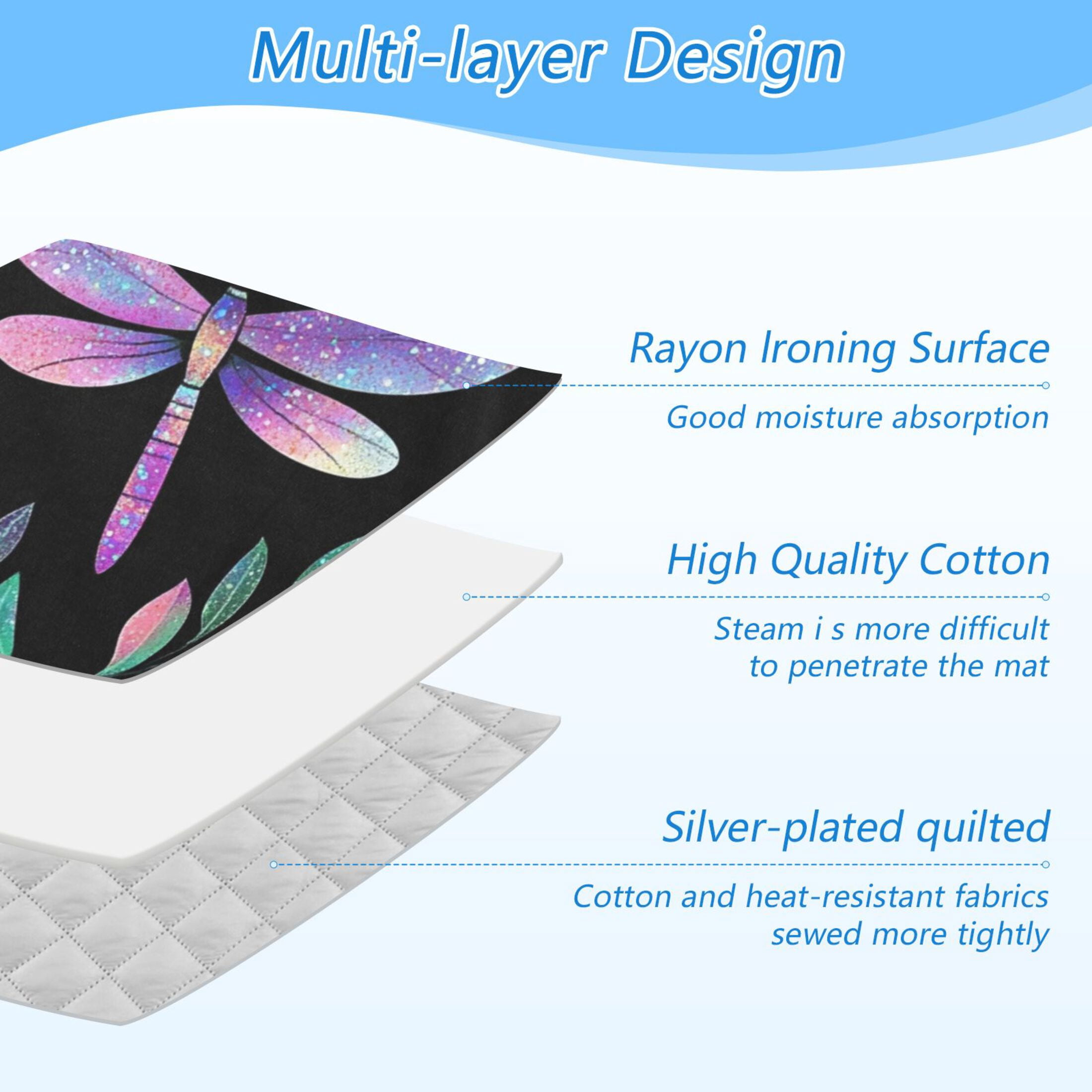 Shining Dragonflies Leaves Ironing Mat Blanket Portable Travel Ironing Pad Heat Resistant Pad 47.2" x 27.6”