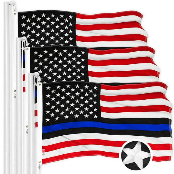 Blue Lives Matter Flag 3x5FT 3-Pack Embroidered Polyester By G128
