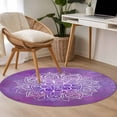 thumbnail image 4 of Round Rugs 3Ft, Boho Floral Round Area Rug Washable Indoor Throw Carpet, Purple Flowers Vintage Bohemian Watercolor Small Non Slip Circle Rug for Bedroom Living Room Home Decor Aesthetic, 4 of 8