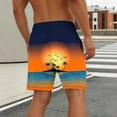 thumbnail image 4 of Chiccall Mens Hawaiian Floral Shorts 2025 Summer Tropical Elastic Waist Drawstring Pocket Swim Trunk Blue ①, 4 of 5