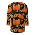 thumbnail image 4 of HKEJIAOI Chemise d'Halloween pour Femmes Manches Longues Col Rond Imprimé Graphique Moderne Célébration d'Halloween Haut pour Femmes Orange-1, 4 of 5