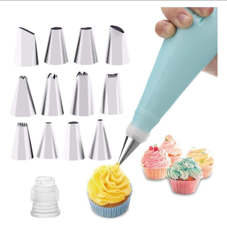 Silicone Icing Piping Cream Pastry Bag 6 Nozzle Set Cake Decor Baking Tools WM