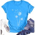 thumbnail image 4 of Hauts d'Été pour Femmes, Blouses Décontractées Élégantes 2024, T-Shirts à Manches Courtes Imprimés, Col Rond, Ample, Bleu, 4 of 5