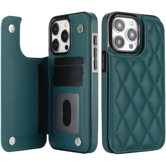 HCTian for iPhone 16 Pro Luxury Leather Wallet Card Phone Case Flip Stand Cover