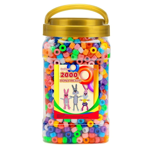 Iooleem Pony Beads(2000Pcs Multi-Colored Pony Beads) Beads For Bracelets Making Pony Beads For Crafts Beading Supplies Friendship Bracelets Making.