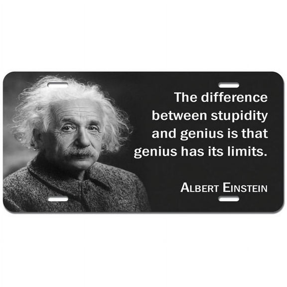 Stupidity Genius Has Limits Einstein - Funny Novelty Metal Vanity License Tag Plate