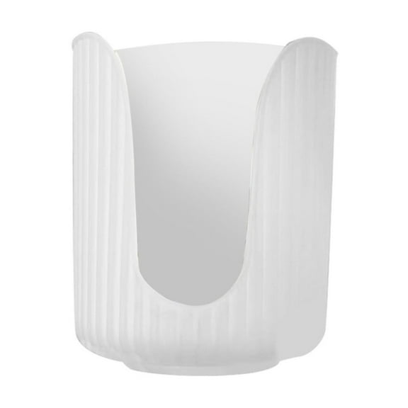 Plastic Bathroom Cup Dispenser with Stylish Vertical Stripes - 1 Pc Disposable Mouthwash Cup Holder Holds 3-4oz Paper Cups for Rinsing Cups on Bathroom Vanity Countertops, 4 Inch, Translucent White