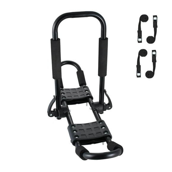 KFFKFF Kayak Roof Rack Set of 2, Foldable Soft Roof Rack, Secure Tie Down, Transporter for Kayak, Surfboard, Canoe, SUP, Ski Board, Compatible with Car, SUV, Truck, Single Kayak