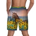 thumbnail image 4 of Goofa Horse Sunflowers Printed Men's Swim Trunks Board Shorts Quick Dry Mens Swimming Trunks with Compression Liner,Breathable Fit Hawaii Beach Shorts-XX-Large, 4 of 9