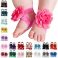 thumbnail image 2 of WOYY Baby Solid Chiffon Flower Barefoot Sandals Toddler Feet Accessories, 2 of 2