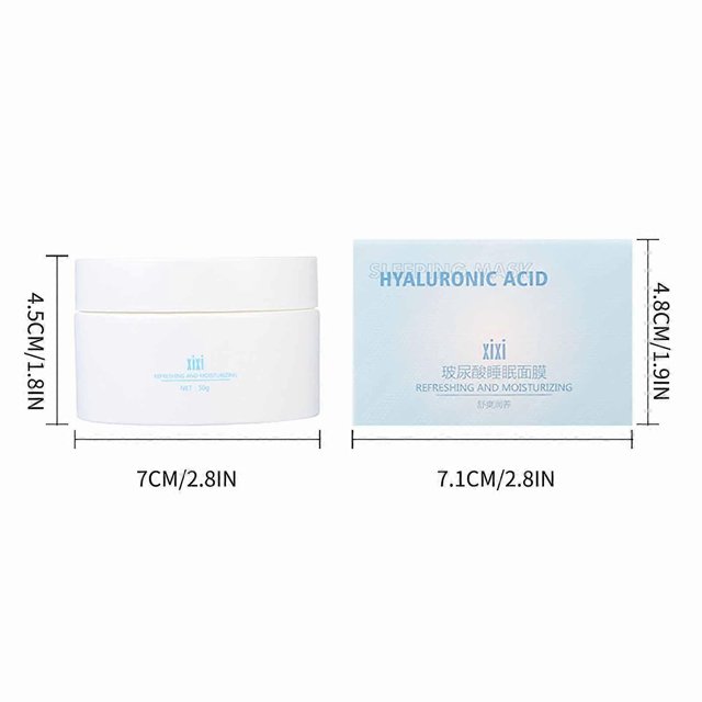 Mascarilla facial hidratante para dormir con ácido hialurónico, sin enjuague, 50 g, reparadora suave, iluminadora y en gel.