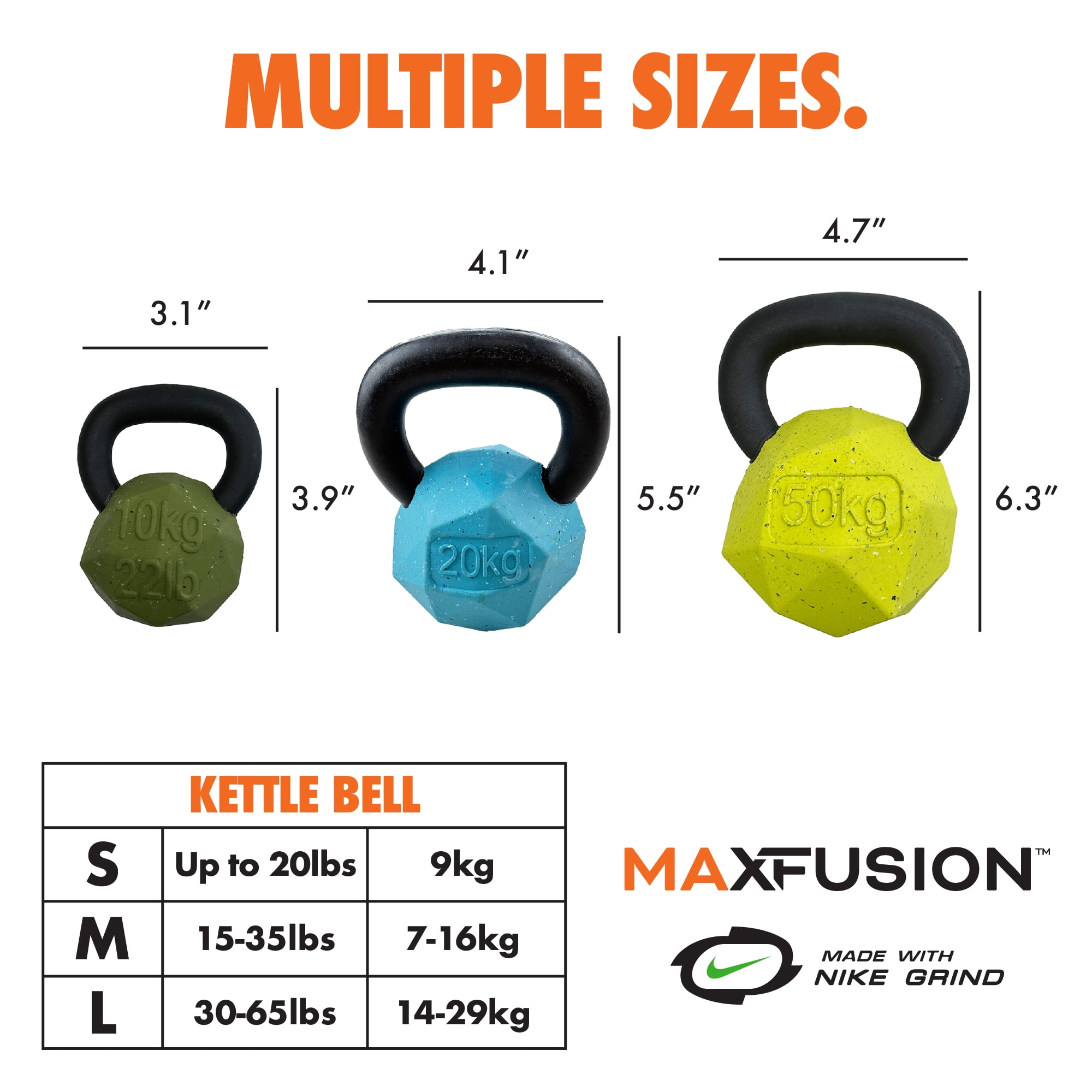 Max Fusion Nike Grind Kettle Bell Dog Toy, Interactive Treat Dispensing Toys, Fun Indoor Play, Non-Toxic Natural Rubber Durable for Chewer, Orange Kettle Bell