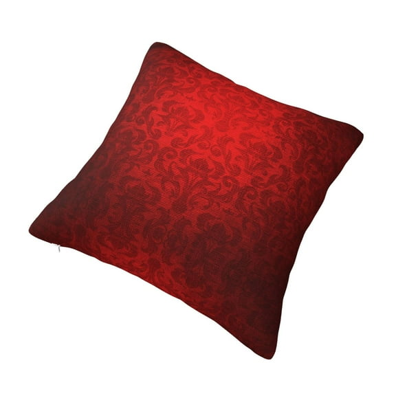 Decorative Throw Pillow Cover Red Damask Square Pillowcases Cushion for Farmhouse Home Decor 22"x22"