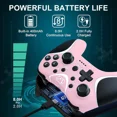 thumbnail image 4 of Manettes Sans Fil Rose, Manette Nintendo Switch pour PC Nintendo Switch/Lite/OLED/Windows avec Fonction Programmable/Vibration/Turbo, Manette Switch Pro avec 2 Capuchons de Pouce, 4 of 6