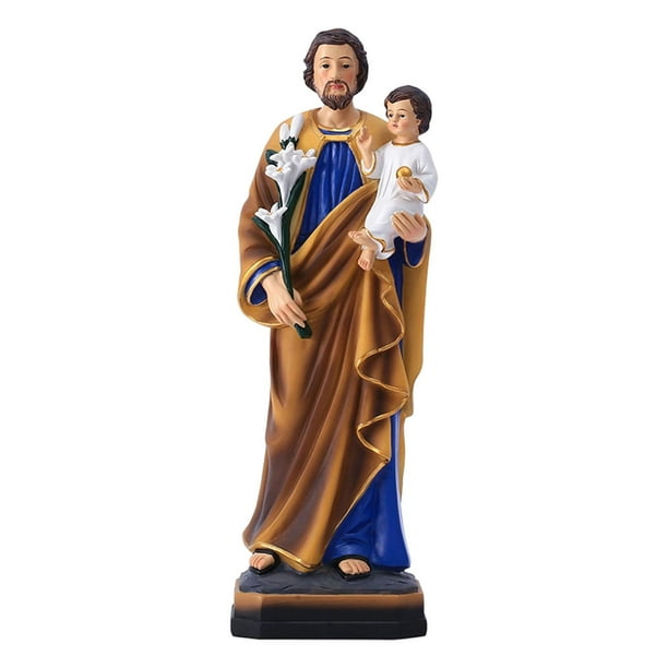 Figura de y Niño Jesús, Decoración Religiosa del Hogar, Estatua de Natividad Realizada en Resina, 30 cm, para Mesa, Escritorio, Hogar,