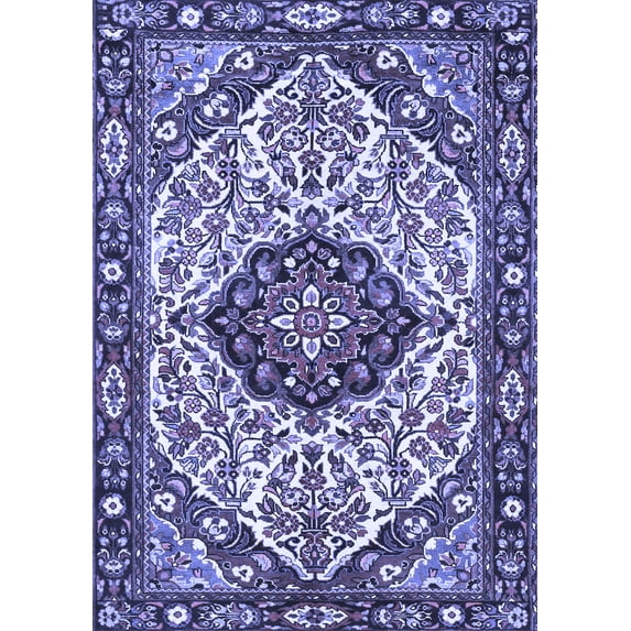 Ahgly Company Machine Washable Indoor Rectangle Persian Blue Traditional Area Rugs, 3' x 5'