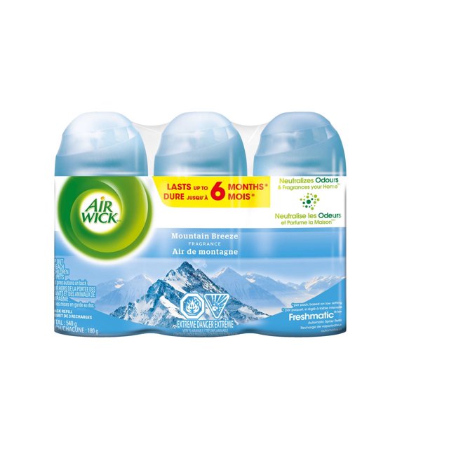Air Wick Freshmatic Air Freshener, Automatic Spray Refills, Moutain Breeze, 3 Refills