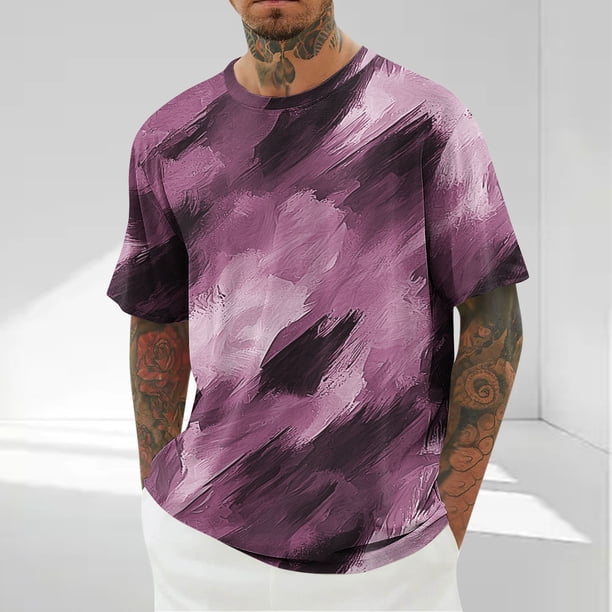 Tops para hombre, blusas y camisas de cuello redondo y manga corta para hombre, blusas casuales de moda con cuello redondo y manga corta para hombre, blusas de poliéster para hombre