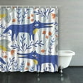 thumbnail image 1 of Cortinas de Ducha ABPHQTO Sin Costuras Floral Lobos Divertidos 160x180 cm, 1 of 1
