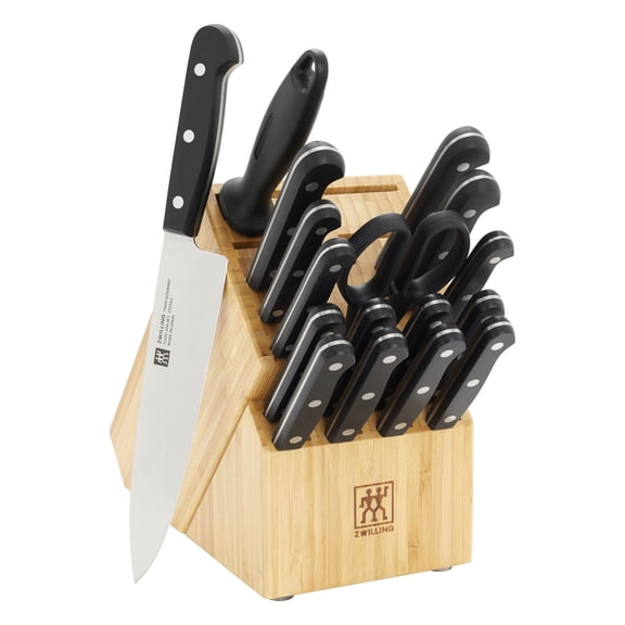 ZWILLING Twin Gourmet Classic 18-pc Knife Block Set, German Stainless Steel, 3 Rivet Handle, No-Stain, Includes Shears Honing Steel, Made in Spain