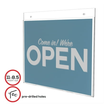 deflecto Classic Image Single-Sided Wall Sign Holder, Plastic, 11 x 8 1/2 Insert, Clear