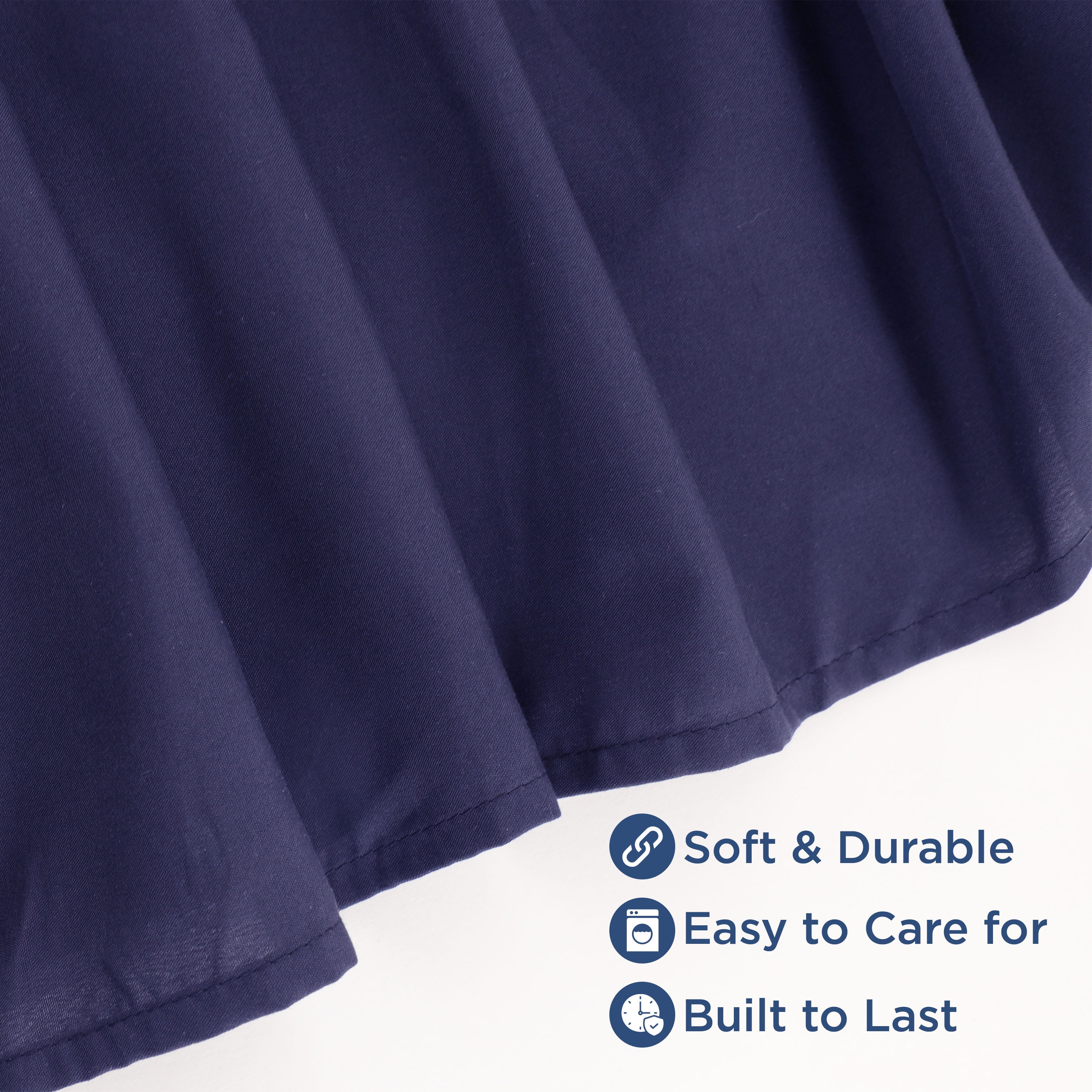 Martex King Bed Skirt | Ruffled 100% Microfiber Dust Ruffle | 16" Drop | Navy