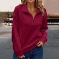 thumbnail image 2 of Women Quarter Zip Oversized Casual Loose Rib Knit Cozy Pullover Sweater Top 2024 Fall Fashion Outfits Clothes Thumb Sleeve Hoodies Womens Half Zip Sweatshirts, 2 of 6