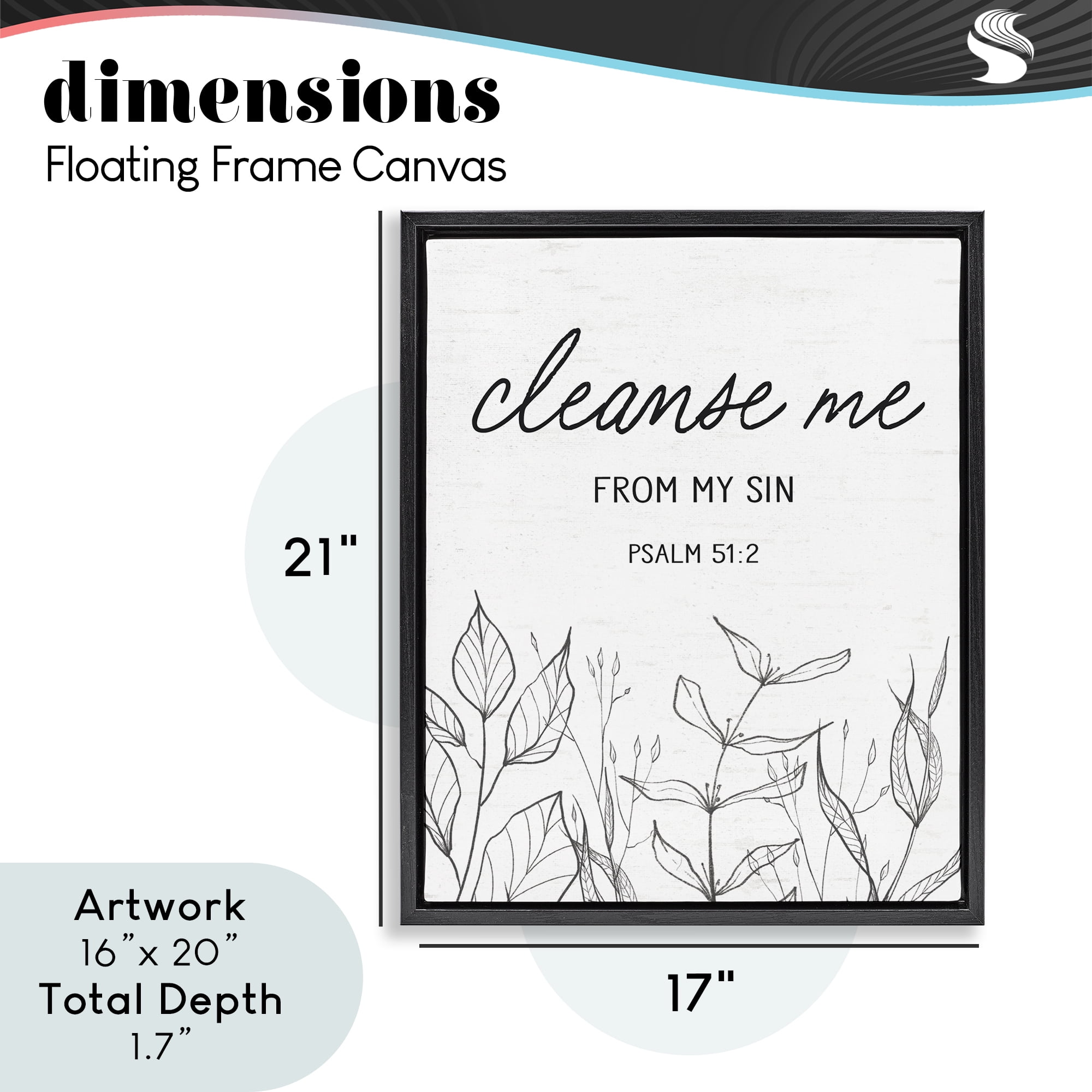 Cleanse Me From Sin Black Framed Floater Canvas Wall Art, design by Lettered and Lined
