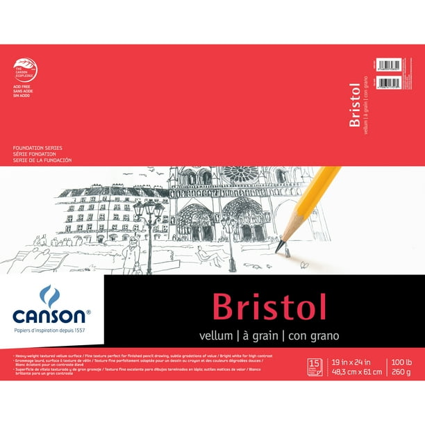 Canson Foundation Series Bristol Pad Vellum, 19" x 24", 15 Sheets/Pad