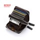 thumbnail image 3 of Monedero unisex de cuero genuino con 13 ranuras para tarjetas, mini billetera antimagnética RFID, bolsillo con doble cremallera, 1 pieza, color café ER, 3 of 6