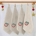 thumbnail image 5 of Lilgiuy 4Pcs Christmas Cotton Hand Towels, Embroidered Santa Deer Bathroom Towels, Beige Decorative Dish Towels Set for Drying Kitchen Cleaning Cooking, 30.71x13.39 in, 5 of 6