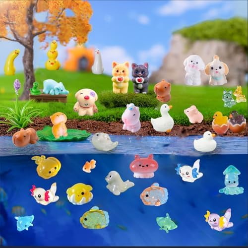 RibRave 200 Pcs Mini Resin Animals - Miniature Animal Figurines Mini Animals to Hide Little Tiny Animal Figures Bulk for Fairy Garden Micro Landscape Decor Dollhouse Crafts Accessories
