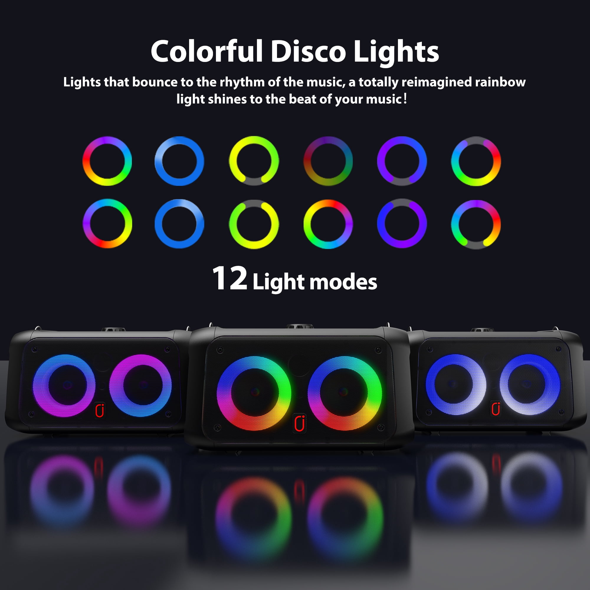 Machine Karaoké Bluetooth Avec Micros Sans Fil - Haut-parleurs 2x15W, Lumières LED, Batterie Portable - Cadeau Fête - 11