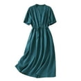 thumbnail image 2 of Summer Saving Clearance Baikeli Clearance Dresses for Women Women's Fashionable Loose Fitting Solid V-Neck Short Sleeved Dress Summer Dress Flowy, 2 of 5