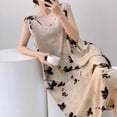thumbnail image 5 of Nightgown Women's Long Cotton Sleep Dress Vintage Floral Sleeveless Nightshirt with Pockets Khaki Free Size, 5 of 5