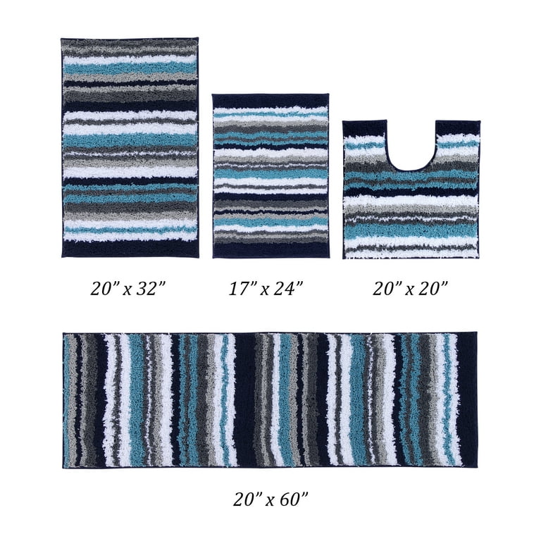 20 x 32 Griffie Collection Blue & Gray 100% Polyester Rectangle Bath Rug - Better Trends