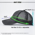 thumbnail image 3 of Sombrero cruzado de moda, gorra de béisbol para mujer, cola de caballo desgastada, moño desordenado, sombrero de pony, negro, 3 of 4