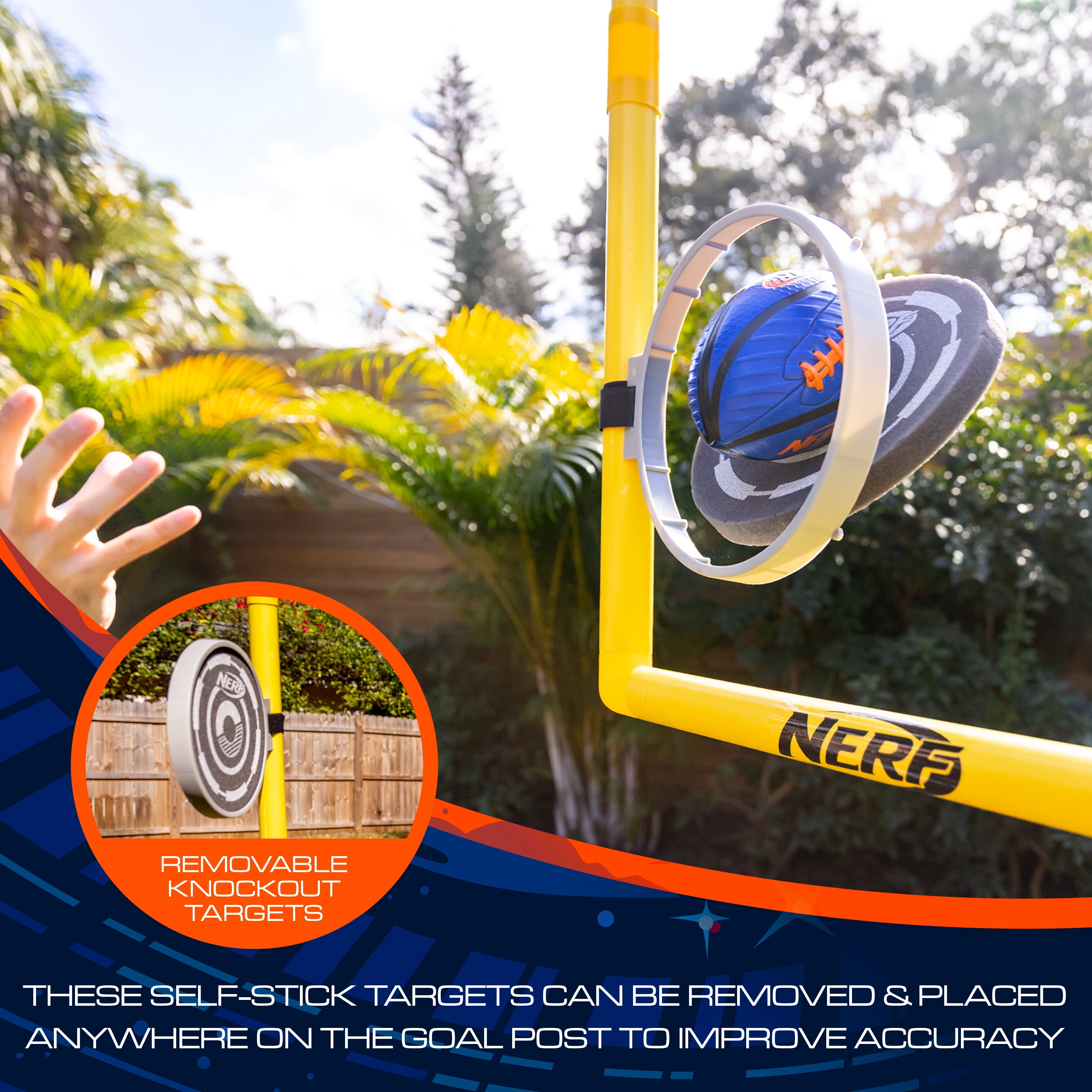 Nerf Punt and Pass Football Goal Post Set - Complete All In One Set - Included Removeable Knockout Targets