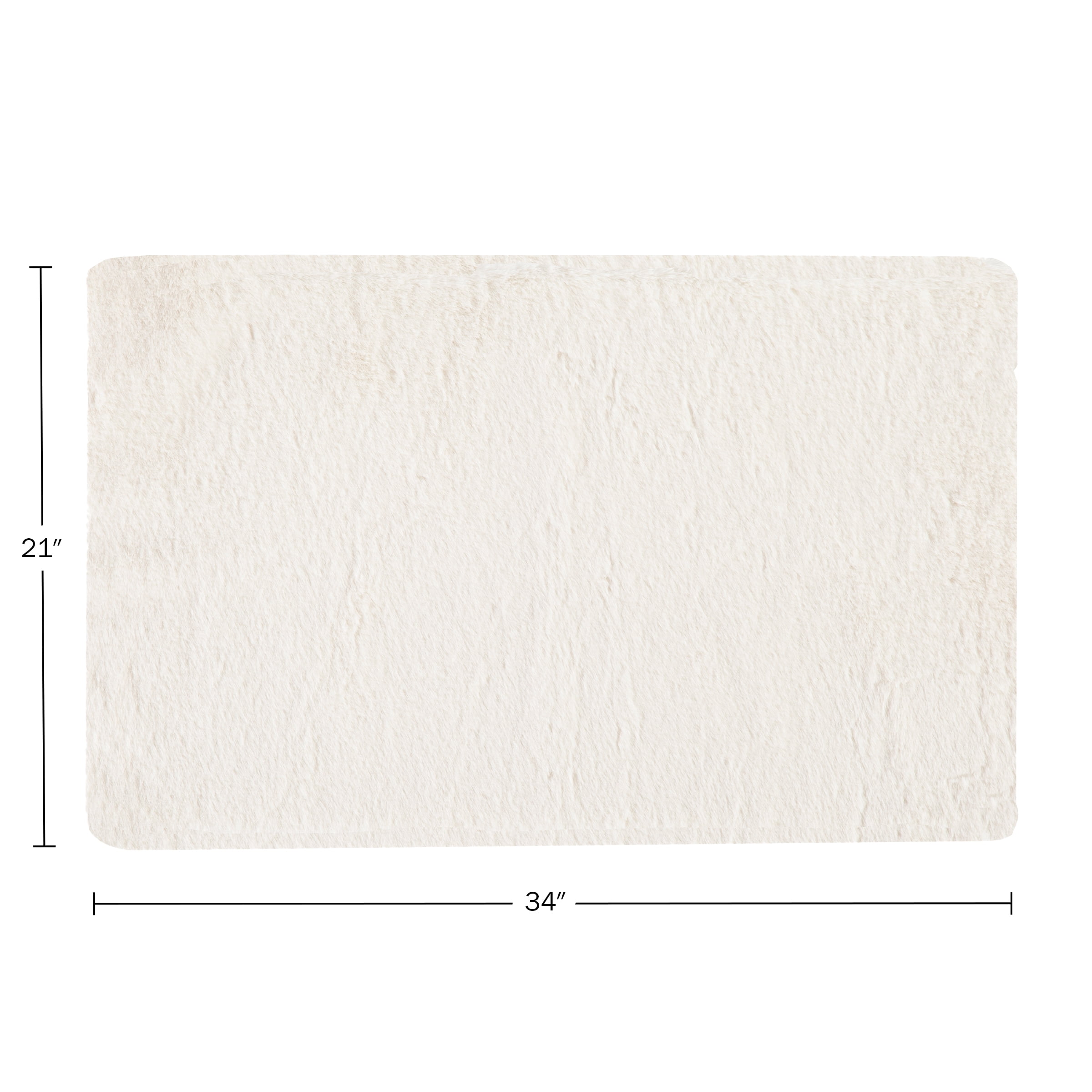 Home-Complete 21x34 Small Faux Fur Bath Mat for Hallway or Kitchen, Machine Washable Nonslip Rug, (Beige)