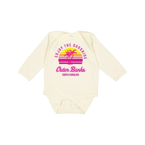 Inktastic Summer Enjoy the Sunshine Outer Banks North Carolina in Pink Boys or Girls Long Sleeve Baby Bodysuit