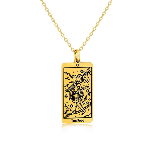 JeenMata Collar de Tarot - El Loco - Colgante de Tarot Personalizado para Unisex en Baño de Oro Amarillo