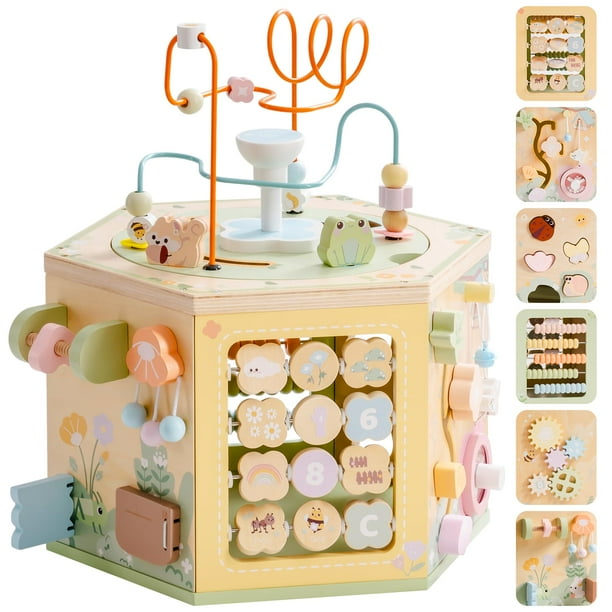 Cubo de actividad ROBOTIME de madera 13 en 1 para niños pequeños a partir de 1 año