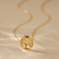 thumbnail image 4 of Zhuge Collar con colgante hecho a mano, colgante de etiqueta redonda, cadena con forma de árbol de la vida y collar con colgante de circonita (oro), 4 of 5