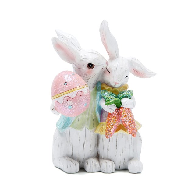 Decoraciones de pareja de conejitos de Pascua, figuras decorativas de primavera, decoraciones de mesa para fiesta, hogar, vacaciones, conejo lindo