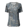 thumbnail image 4 of Gibobby Playera Manga Corta para Mujer Camiseta suelta informal con cuello en V para mujer, blusa manga corta con estampado(Azul,CH), 4 of 5