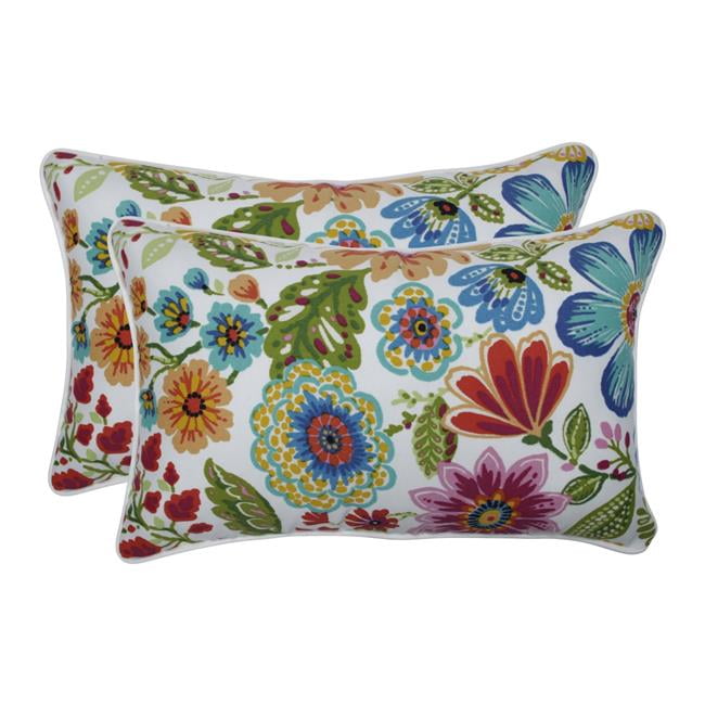 11.5 x 18.5 Blue 2 Pack Pillow Perfect 585840 Outdoor/Indoor Zoe Mallard Lumbar Pillows 