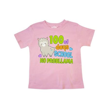 

Inktastic 100 Days of School No Probllama with Llama Gift Toddler Boy or Toddler Girl T-Shirt