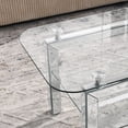 thumbnail image 3 of Rectangular Glass Coffee Table with Mirrored Stainless Steel Legs / Ample 2 - tier Storage in Living Areas, 3 of 6
