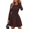 thumbnail image 4 of PRETTYGARDEN Long Sleeve Mini Dress for Women Fall Crewneck Knit Pleated Babydoll A Line Soft Casual Short Party Dresses, 4 of 8