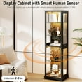thumbnail image 2 of TOPCOMFY 70.8" Display Cabinet with Glass Doors, 5-Tier Curio Cabinet with 3 Color Lights for Collectibles, Glass Display Case with Lock, Storage Cabinets, 2 of 11